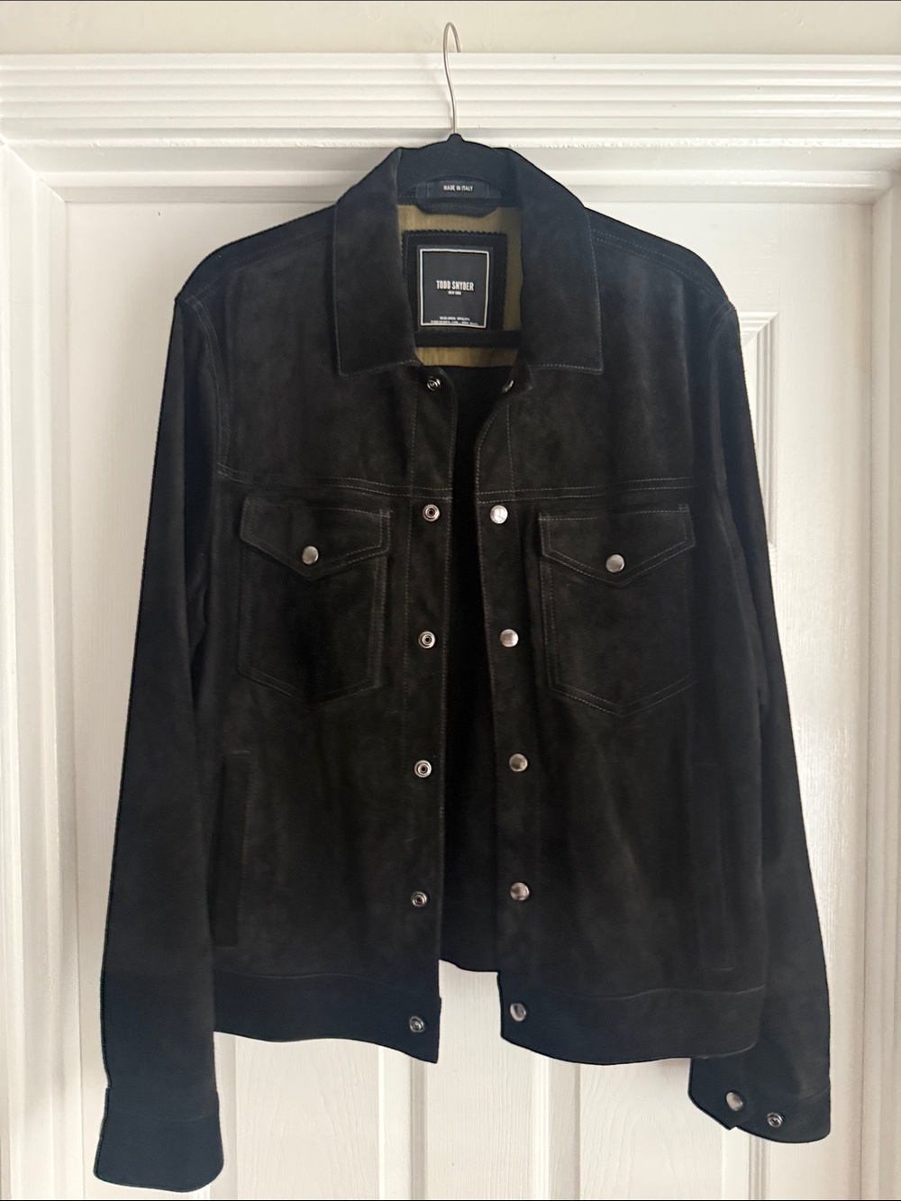 Todd Snyder Black Suede Button-Front Jacket